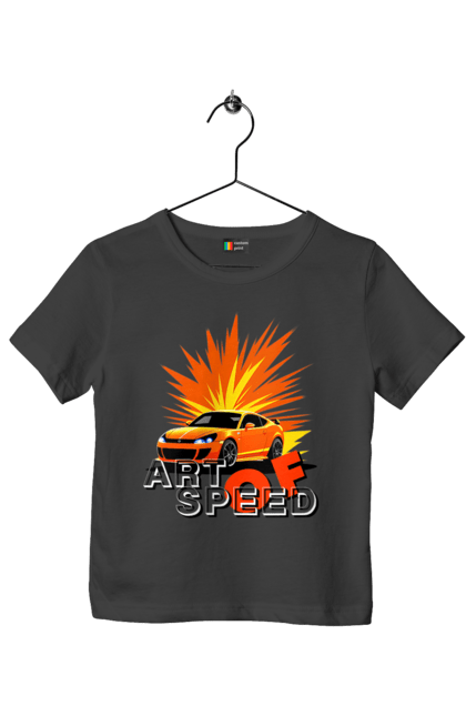 Футболка дитяча з принтом "Мистецтво швидкості". Авто, автомобіліст, автомобіль, водій, швидкість. 2070702