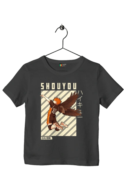 Футболка детская с принтом Волейбол!! Хината. Anime, haikyu, hinata, manga, shoyo hinata, аниме, волейбол, манга, хината, шоё хината. 2070702