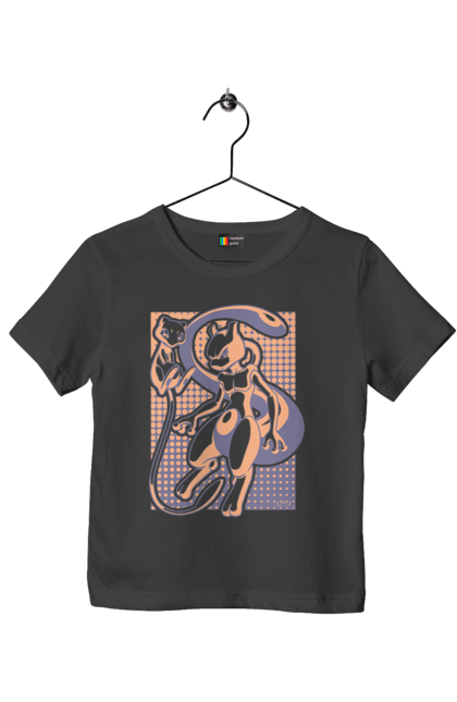 Children's t-shirt with prints Pokemon Mewtwo. Anime, games, mewtwo, nintendo, pokemon, pokemon go. 2070702