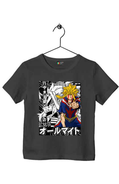 Футболка дитяча з принтом "Моя академія героїв Всемогутній". All might, my hero academia, yagi toshinori, академія юей, аніме, всемогутній, манга, моя геройська академія, один за всіх, тошинорі ягі. 2070702