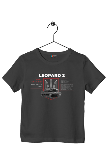 Футболка дитяча з принтом "Leopard 2 англійська". Leopard 2, залужний, зброя, танк. 2070702