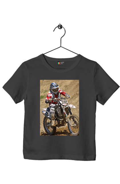 Футболка дитяча з принтом "МОТОГОНЩИК". Мото, мотогонщик, мотоцикл, спорт, спортсмен. 2070702