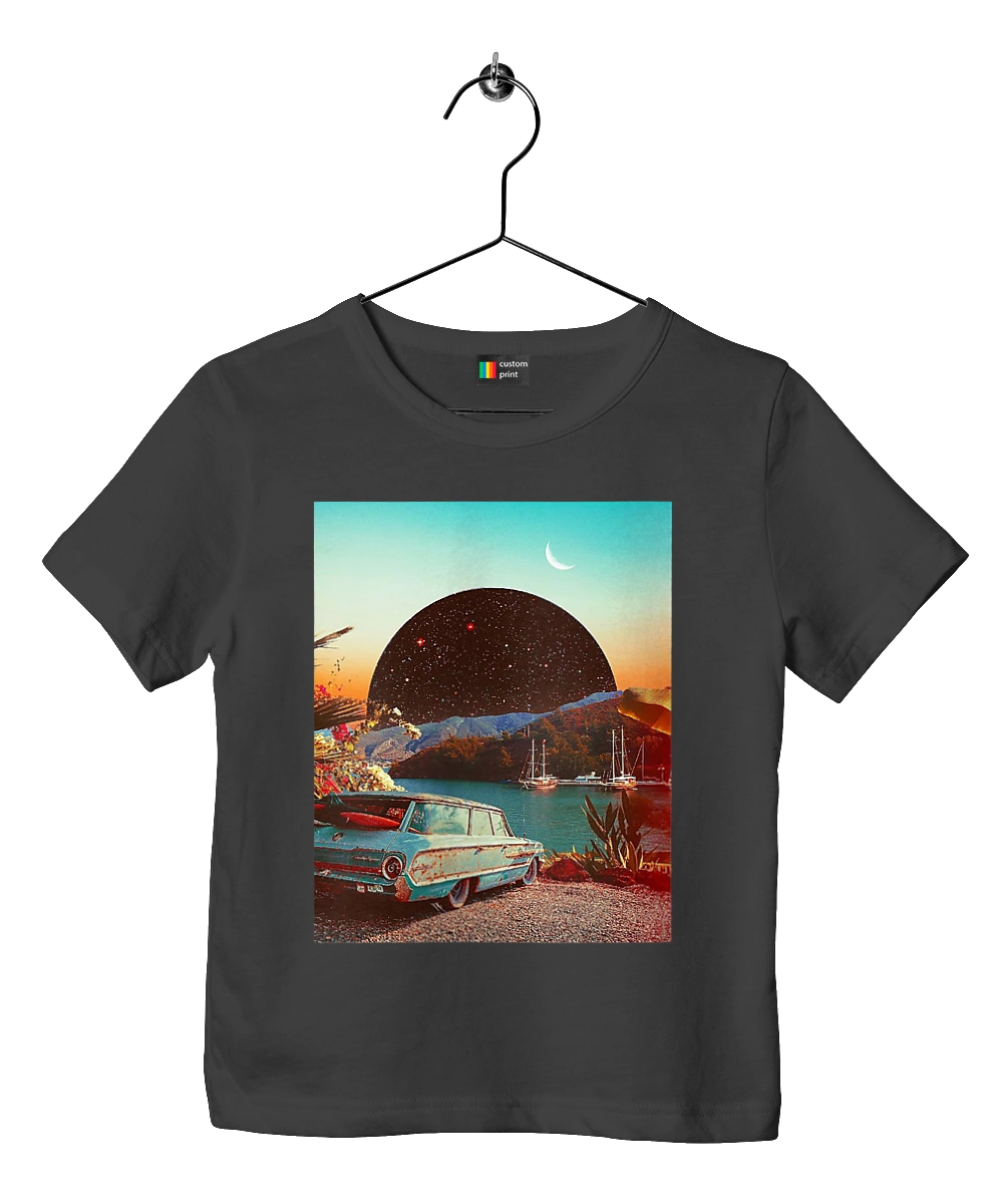 Painting, car by the river