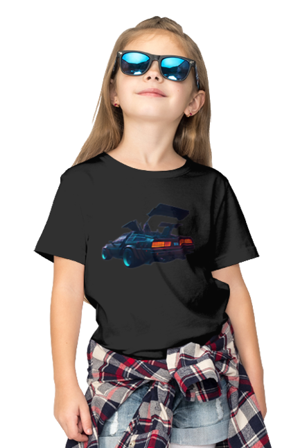 Children's t-shirt with prints DeLorean from back to the future. Car, delorean, from film. 2070702