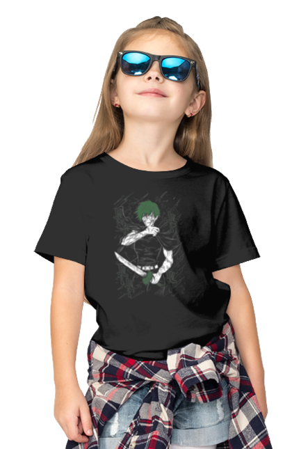 Children's t-shirt with prints Jujutsu Kaisen Maki. Anime, dark fantasy, jujutsu kaisen, magic battle, maki, maki zenin, manga, mystic. 2070702