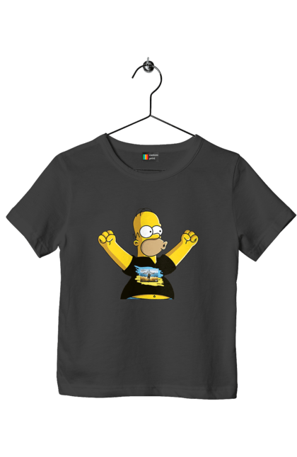 Футболка дитяча з принтом "Сімпсон та російський корабель". Війна, гомер, гомер сімпсон, марка корабель, патріот, перемога, російський корабель, сімпсон, україна. 2070702