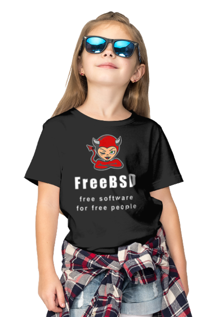 Футболка дитяча з принтом "Freebsd Для Вільних". Bsd, freebsd, unix, адміністратор, айті, айтішник, безкоштовна, безкоштовно, бестія, білий, вільна, демон, демонесса, доступність, незалежність, операційна система, ос, програміст, програмне забезпечення, свобода, сисадмін, система, системний адміністратор, софт, текст, червоний. 2070702