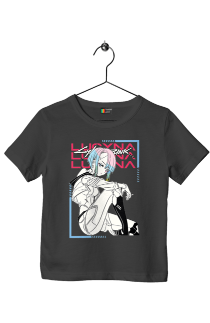 Children's t-shirt with prints Cyberpunk: Edgerunners Lucy. Anime, cd project, cyberpunk, edgerunners, game, lucy, netflix, video game. 2070702