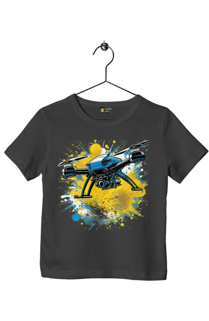 Футболка дитяча з принтом "Дрон". Дрон, зсу, символ україни, україна, фпв дрон. 2070702