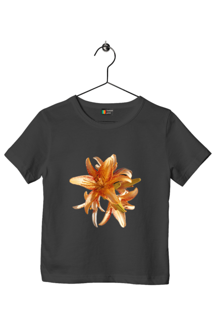 Children's t-shirt with prints Orange lily. Beauty, flower, lily, nature, orange, solar. 2070702
