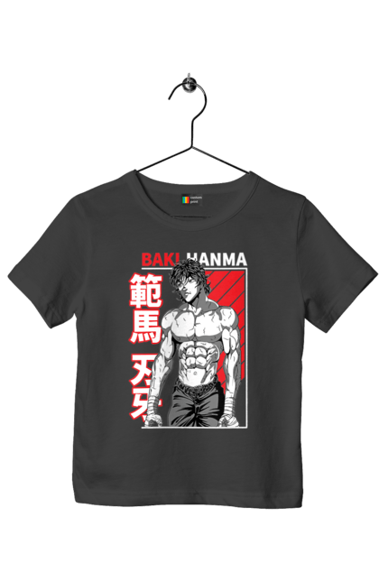 Children's t-shirt with prints Hanma Baki. Anime, baki fighter, hanma baki, manga, martial arts, tv series. 2070702