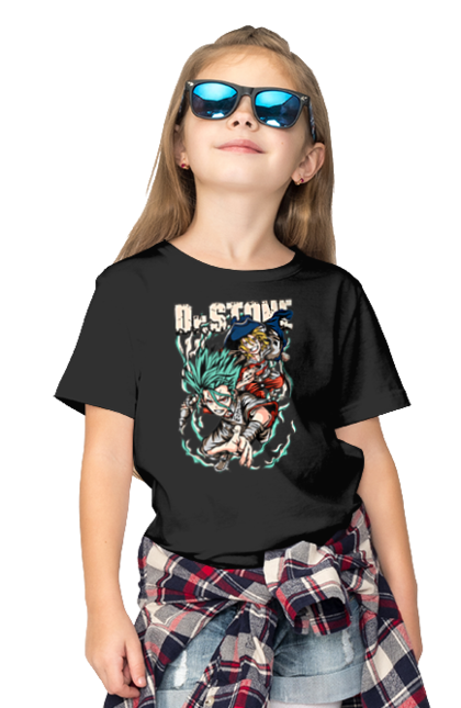 Children's t-shirt with prints Dr. Stone Senku and Ryuusui. Anime, dr. stone, ishigami, manga, ryuusui, ryuusui nanami, senku, senku ishigami. 2070702