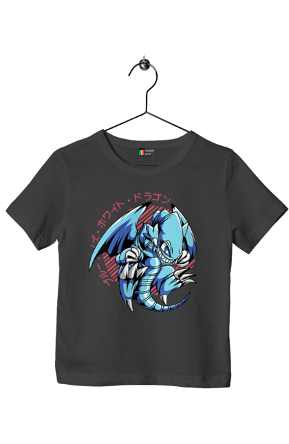 Children's t-shirt with prints Yu Gi Oh! Blue Eyes Toon Dragon. Anime, blue-eyes toon dragon, cards, dragon, game, manga, yu gi oh. 2070702