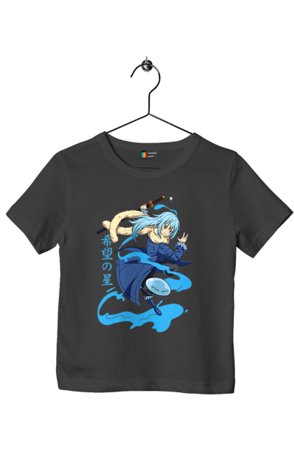 Children's t-shirt with prints Regarding Reincarnated to Slime. Anime, manga, reincarnated to slim, reincarnated to slime, rimuru, rimuru tempest, short story, slime. 2070702