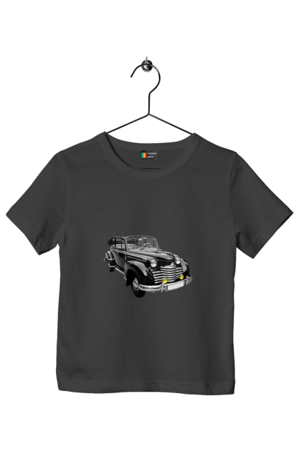 Футболка дитяча з принтом "Авто.5". Авто, професійне фото, ретро авто, фото, чорний колір. 2070702