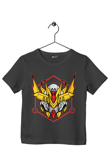 Children's t-shirt with prints Gundam Barbatos Lupus Rex. Anime, asw g 08, barbatos lupus rex, game, gundam, manga, robot, video game, war. 2070702