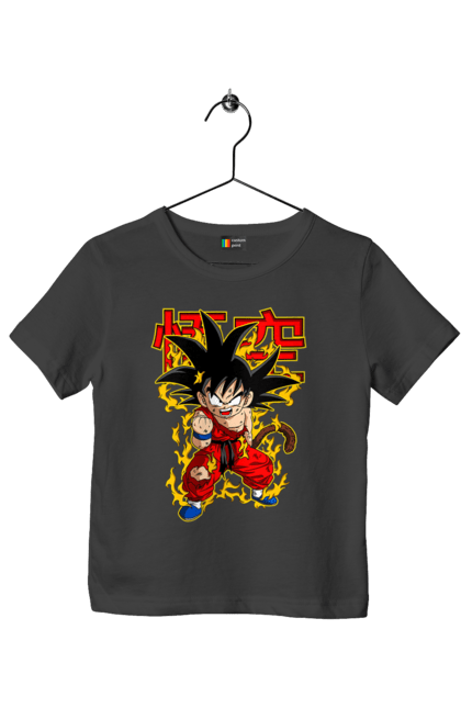 Футболка детская с принтом Жемчуг дракона Сон Гоку. Anime, dragon ball, manga, son goku, tv series, аниме, гоку, жемчуг дракона, манга, сон гоку. 2070702