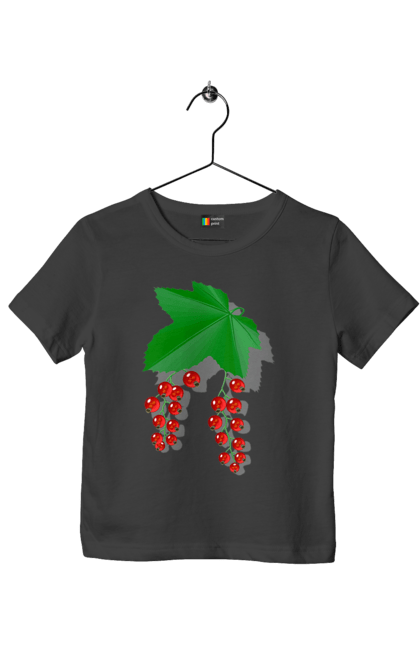 Футболка дитяча з принтом "Порічки Червоні". Делікатес, зріла, їжа, листя, літо, порічки, порічки червоні, смачно, смородина, стигла, урожай, червона, червона смородина, ягідка, ягода, ягоди. 2070702