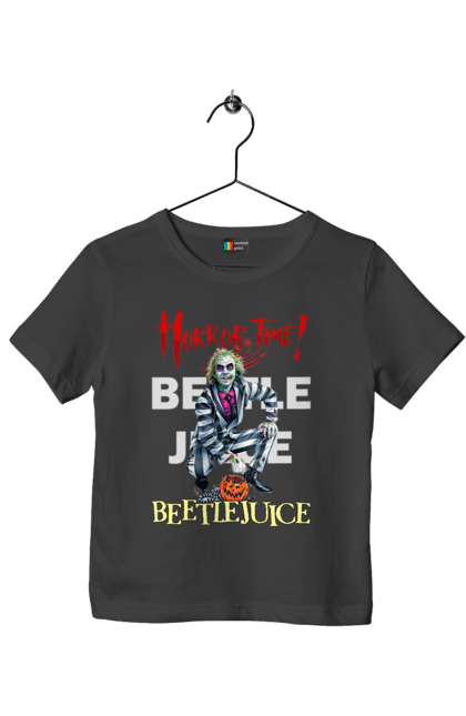 Футболка детская с принтом Битлджус. Beetlejuice, ghost, tim burton, warner bros, битлджус, комедия, привидение, тим бертон, ужас, фильм. 2070702