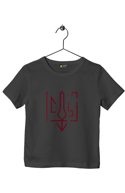 Футболка дитяча з принтом "Тризуб мінімалізм". Герб, герб україни, патріотичне, україна, українська символіка, українське. 2070702