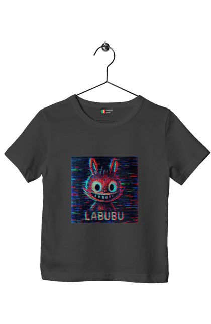 Футболка дитяча з принтом "Лабубу". Crt, rgb, глітч, кіберпанк, лабубу, пікселі, ретро, спотворення, цифрове мистецтво, шум. 2070702