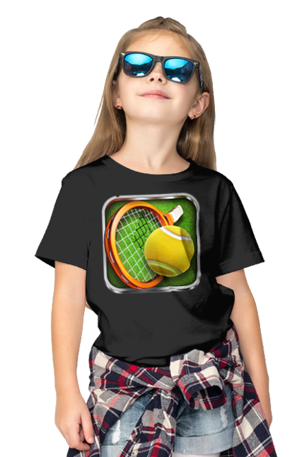Футболка дитяча з принтом "Теніс". Великий теніс, гравці, лондон, м`яч, призовий фонд, ракетка, спонсор, турнір на ґрунті, турнір на траві, турнірна сітка. 2070702
