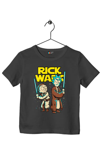 Футболка дитяча з принтом "Рік та Морті". Rick and morty, star wars, зоряні війни, мультфільм, наукова фантастика, пригоди, рік, рік і морті, трагікомедія, чорний гумор. 2070702