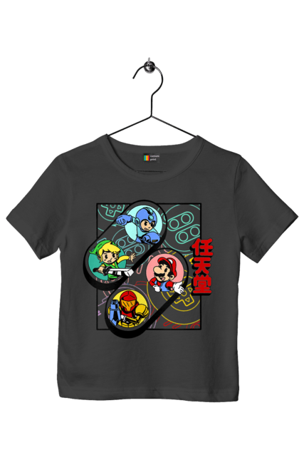 Children's t-shirt with prints Nintendo. Games, mario, mario, mega man, metroid, nintendo, prefix, zelda. 2070702