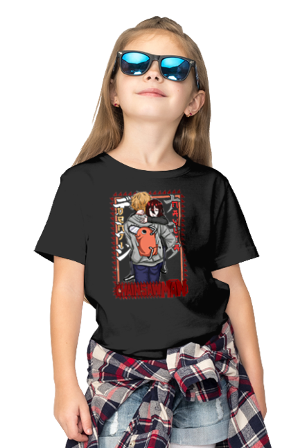 Children's t-shirt with prints Chainsaw Man Denji and Nayuta. Anime, chainsaw man, demon, denji, manga, nayuta, shonen. 2070702