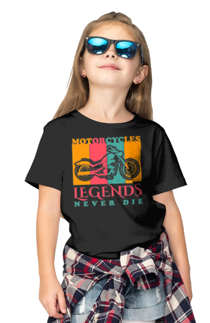 Футболка дитяча з принтом "мотоцикл легенда". Легенда, мотоспорт, мотоцикл. 2070702