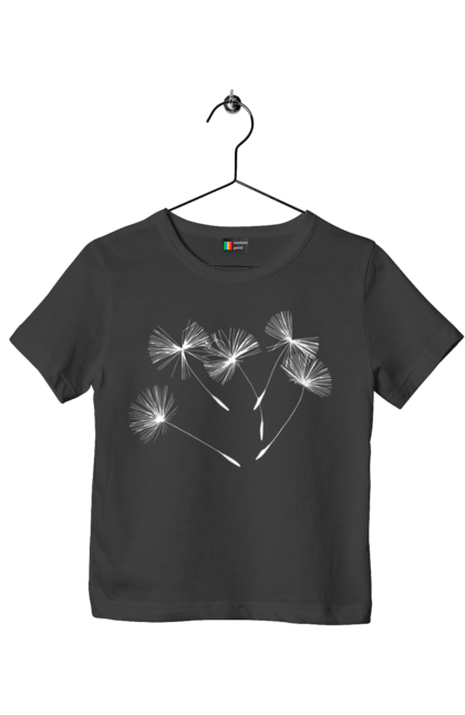 Футболка дитяча з принтом "Насіння кульбаби". Вітер, кульбаба, кульбаби, літають, літо, насіння, політ, природа, сезон. 2070702
