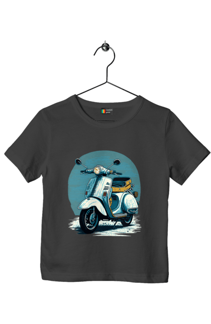 Футболка дитяча з принтом "Мопед". Відпочинок, літо, мопед, скутер, швидкість. 2070702