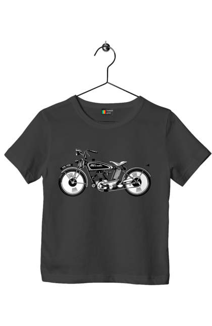 Футболка дитяча з принтом "Мотоцикл Ретро". Мото, мотоцикл, ретро. 2070702