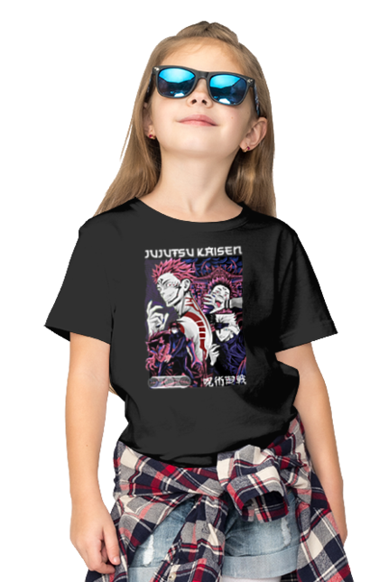 Children's t-shirt with prints Jujutsu Kaisen Sukuna. Anime, dark fantasy, jujutsu kaisen, magic battle, manga, mystic, sukuna. 2070702