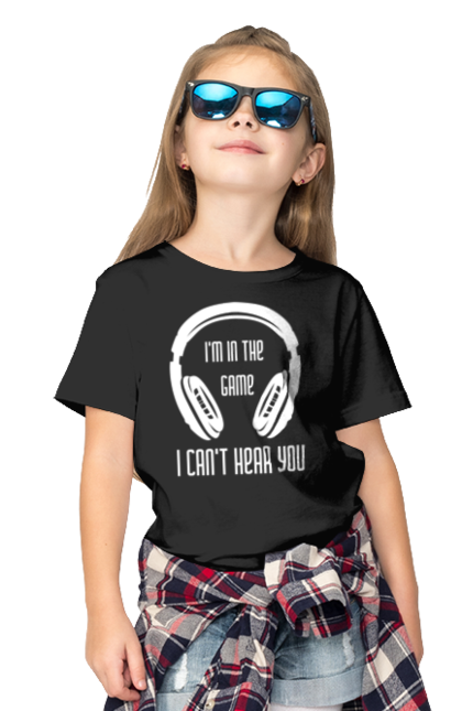 Children's t-shirt with prints Headphone. I`m in the game, I can`t hear you. Computer games, game mania, gamer, headphone. CustomPrint.market