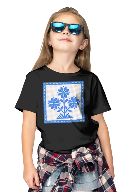 Yellow blue embroidery flowers