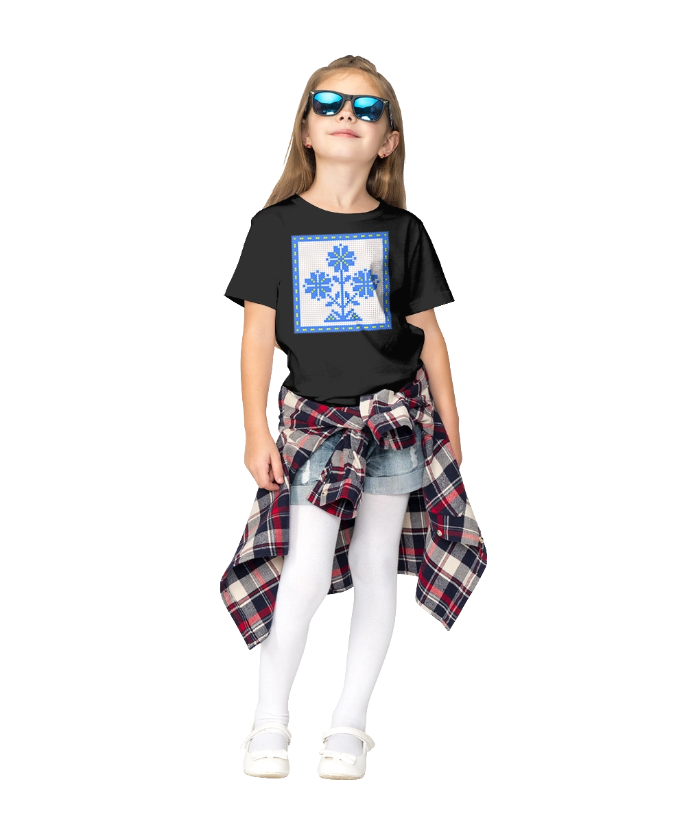 Yellow blue embroidery flowers