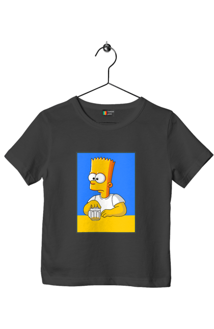 Футболка дитяча з принтом "Барт любитель пива". Барт, барт сімпсон, мультперсонажі, мультфільми, сімпсони, український прапор. 2070702