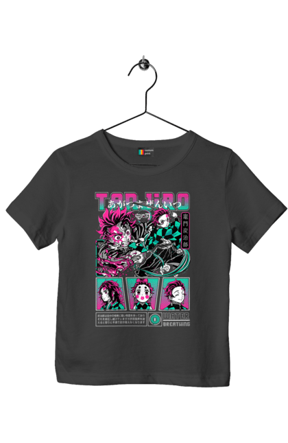 Children's t-shirt with prints Demon Slayer Tanjiro. Anime, demon slayer, kamado tanjiro, manga, tanjiro. 2070702