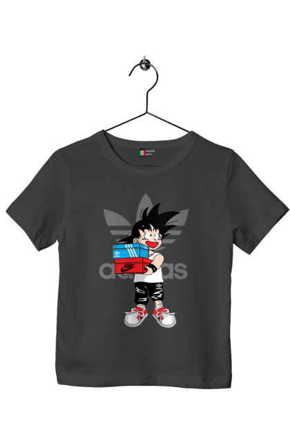 Футболка детская с принтом Adidas Сон Гоку. Adidas, anime, dragon ball, son goku, адидас, аниме, гоку, жемчуг дракона, манга, сон гоку. 2070702