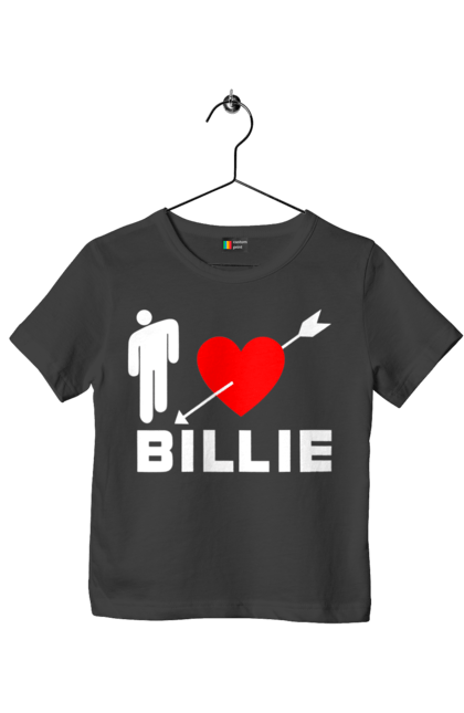 Футболка дитяча з принтом "Біллі Айліш". Біллі айліш, логотип біллі айліш, принт біллі айліш, співачка біллі айліш. 2070702