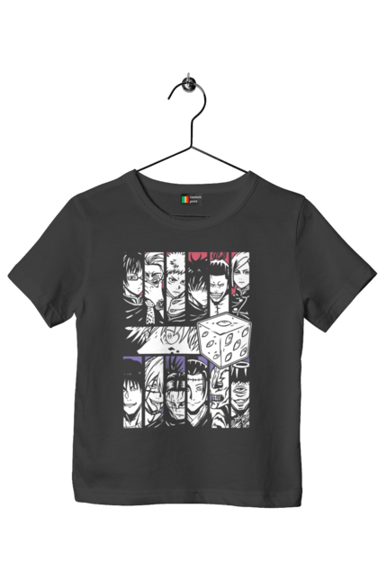 Children's t-shirt with prints Jujutsu Kaisen Gojo. Anime, dark fantasy, gojo, jujutsu kaisen, magic battle, manga, mystic. 2070702