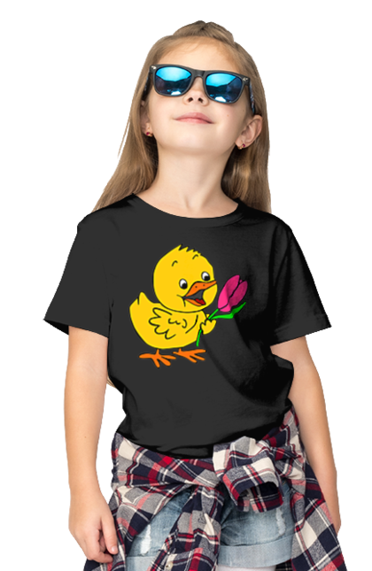Футболка дитяча з принтом "Курча З Тюльпаном". Курча, тюльпан. 2070702