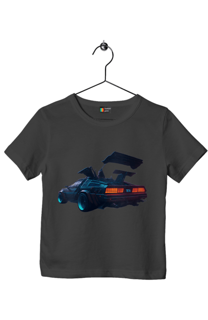 Children's t-shirt with prints DeLorean from back to the future. Car, delorean, from film. 2070702