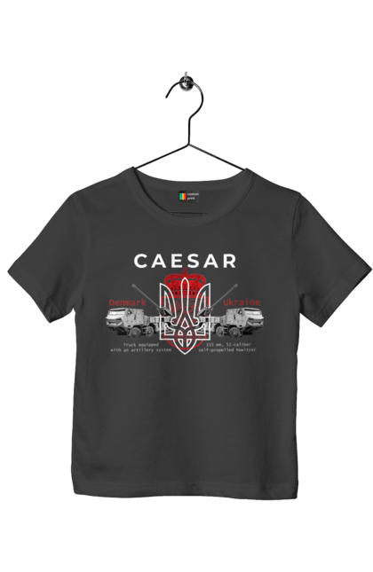 Футболка дитяча з принтом "Caesar". Caesar, himars, залужний, зброя. 2070702