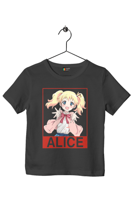 Футболка дитяча з принтом "Золота мозаїка Аліса Картелет". Alice cartelet, anime, kiniro mosaic, kinmoza, manga, аліса, аліса картелет, аніме, золота мозаїка, манга. 2070702