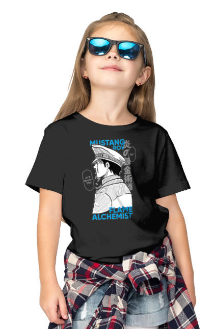Children's t-shirt with prints Fullmetal Alchemist Roy Mustang. Adventures, anime, fullmetal alchemist, light novel, manga, roy mustang, steampunk. CustomPrint.market