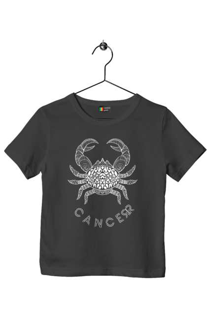 Children's t-shirt with prints Zodiac Cancer. Cancer, constellation, horoscope, sign, zodiac, zodiac sign. 2070702