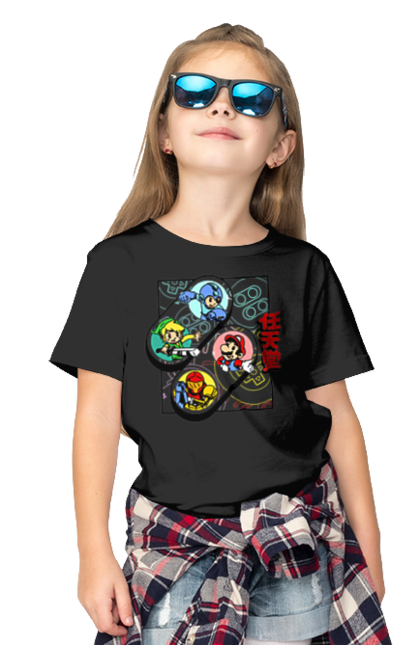 Children's t-shirt with prints Nintendo. Games, mario, mario, mega man, metroid, nintendo, prefix, zelda. 2070702