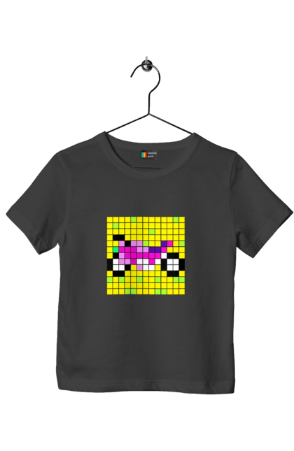Футболка детская с принтом Pixel Bike. Байк, мотоцикл, пиксель, цветной, яркий. 2070702